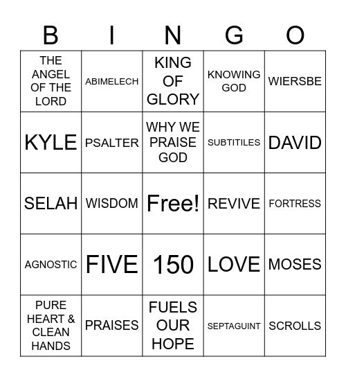 BOOK OF PSALMS Bingo Card