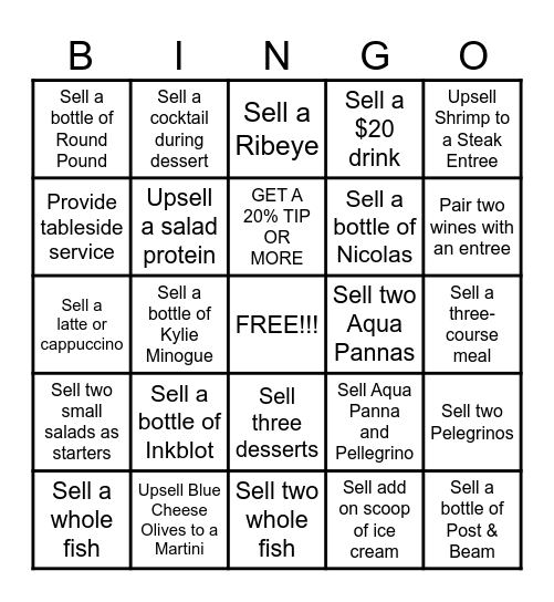 SERVER BINGO Card