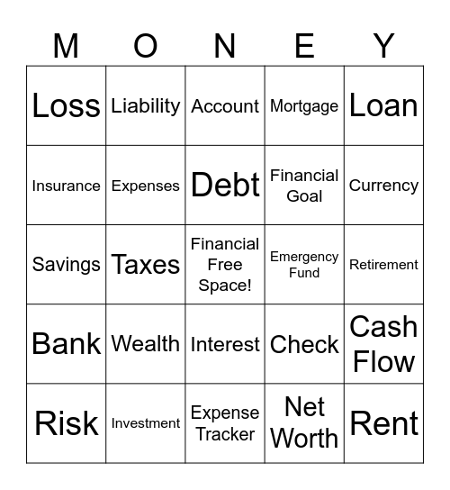 Money Bingo Card