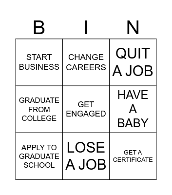 LIVE EVENTS Bingo Card