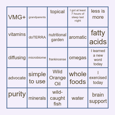 Foundational Wellness Bingo Card