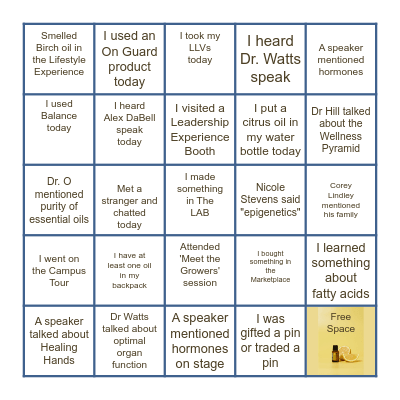 King's Garden Bingo Card