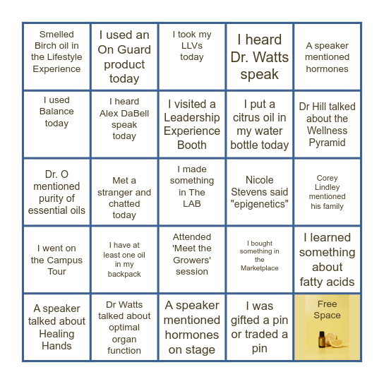 King's Garden Bingo Card