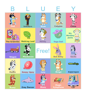 Bluey Episode Pictures Bingo Card