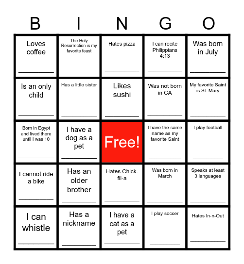 Bingo Card