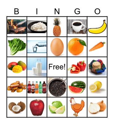 Food and Drinks Bingo Card