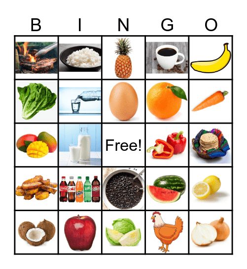 Food and Drinks Bingo Card