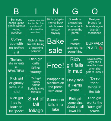 The Heiress and the Handyman Bingo Card