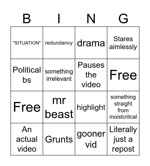 Mongol Bingo Card