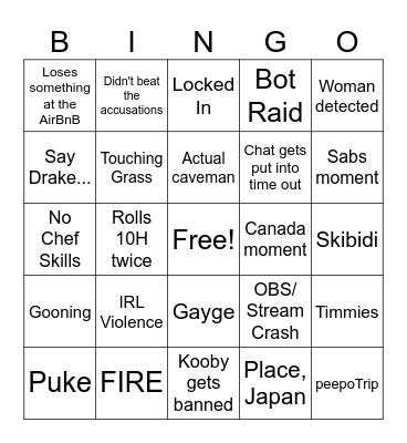 Koobathon 2024 Bingo Card