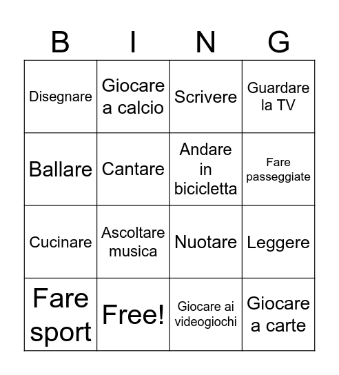 Passatempi Bingo Card