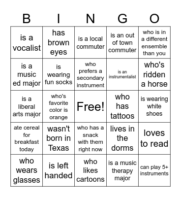 find someone who... Bingo Card