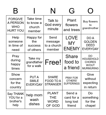 SHOW CHRISTIAN LOVE Bingo Card