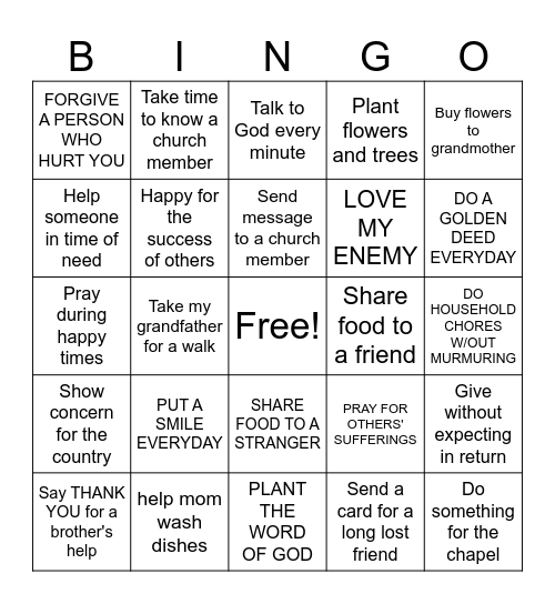 SHOW CHRISTIAN LOVE Bingo Card