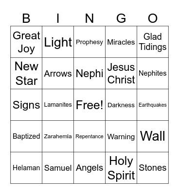 Helaman 13-16 Bingo Card