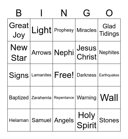 Helaman 13-16 Bingo Card