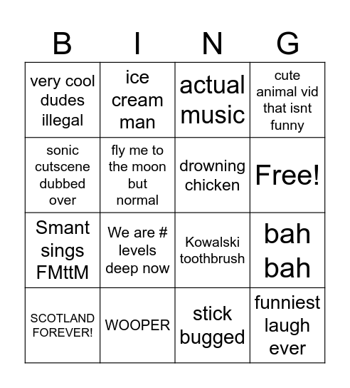 Smant Mediashare Bingo Board Bingo Card