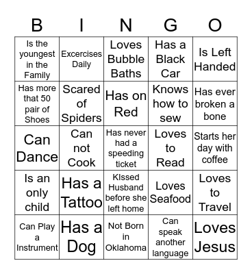 GET TO KNOW YOU!! Bingo Card