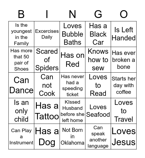 GET TO KNOW YOU!! Bingo Card