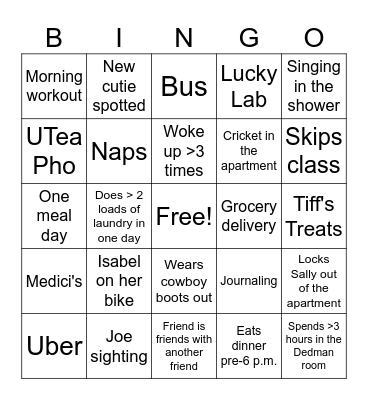 Victoria's Week! Bingo Card