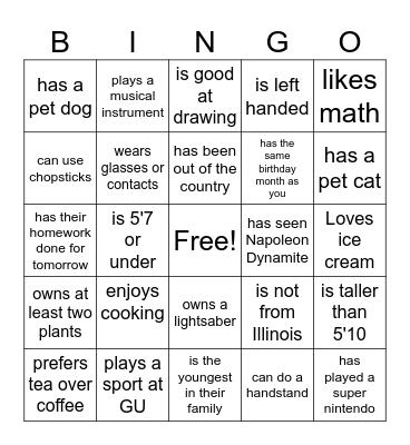 FIND SOMEONE WHO Bingo Card
