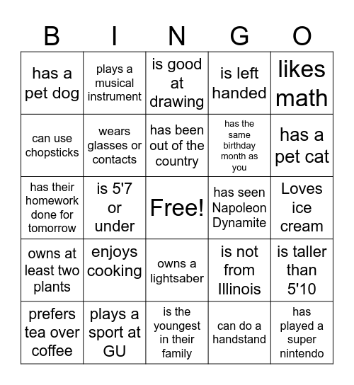 FIND SOMEONE WHO Bingo Card