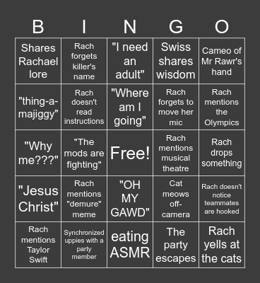 DBD BINGO (Rawrcicle version) Bingo Card