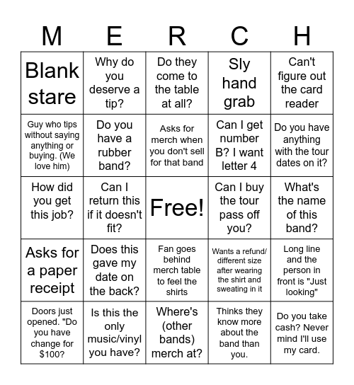 Merch bingo 3 Bingo Card