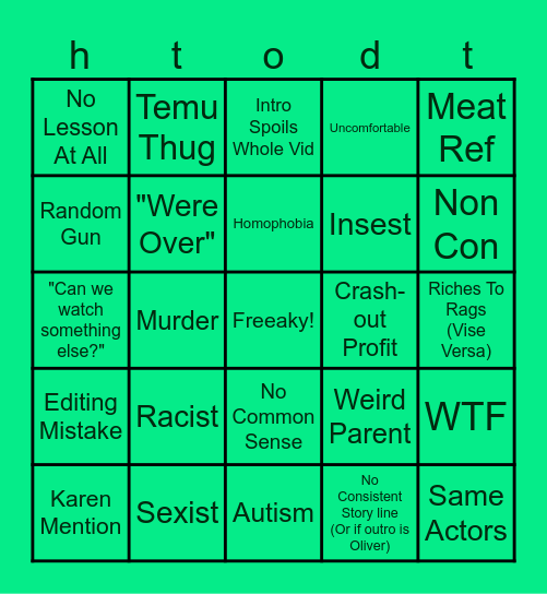 Tomorrow's Teachings For Bingo Card