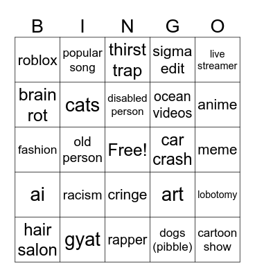 Instagram reels bingo Card
