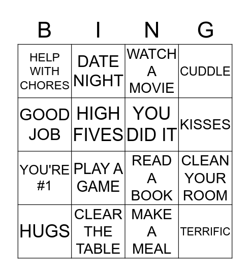 FIVE LOVE LANGUAGES Bingo Card