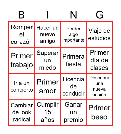 ADOLESCENCIA Bingo Card