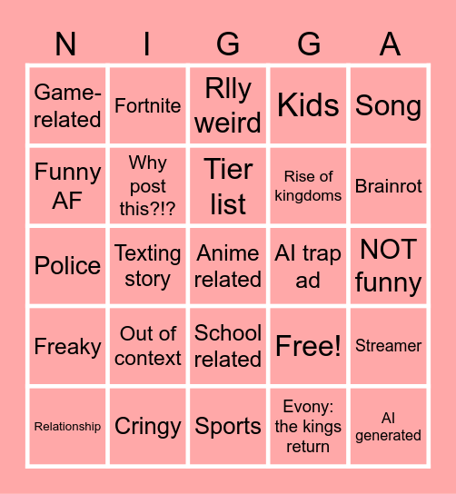 YTS bingo Card