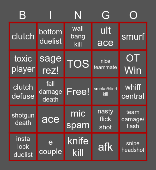 Val BINGO Card