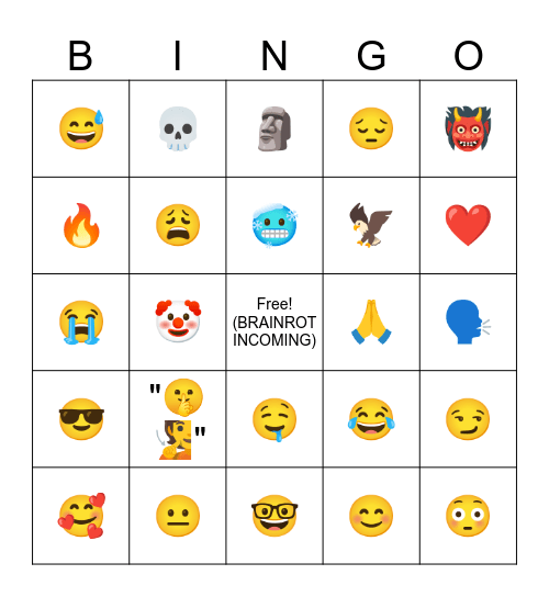 YT SHORTS EMOJI USAGE Bingo Card