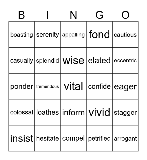Matilda Bingo Card