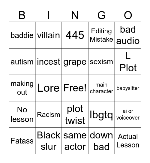 Tomorrow Bingo Card