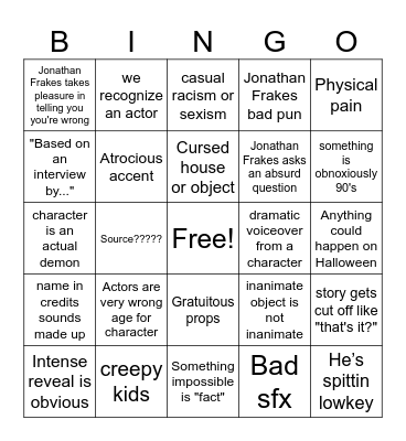 Jarvis Johnson Fact or Fiction Bingo Card