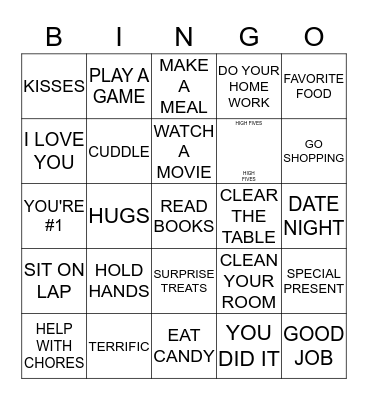 FIVE LOVE LANGUAGES Bingo Card