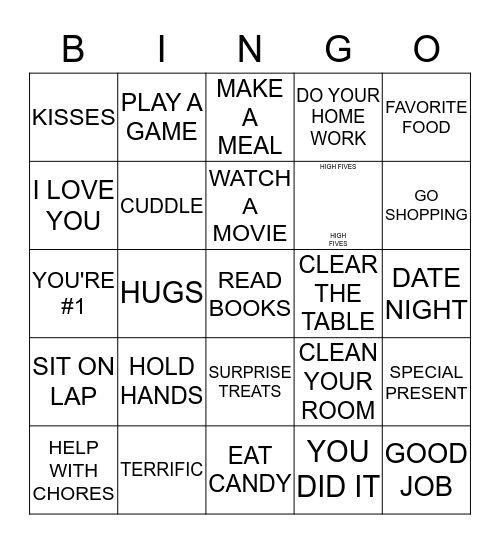 FIVE LOVE LANGUAGES Bingo Card