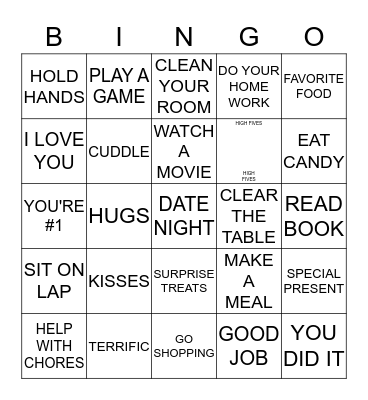 FIVE LOVE LANGUAGES Bingo Card