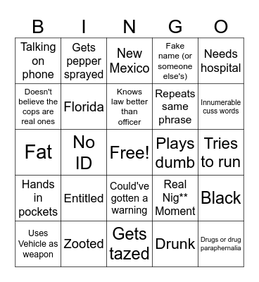 Crazy People Bingo Card