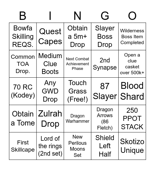 Wise Clan Bingo Card Bingo Card