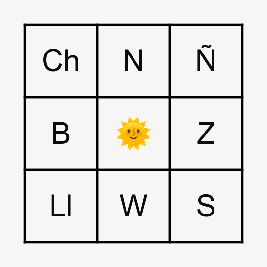 Bingo Alfabeto Bingo Card