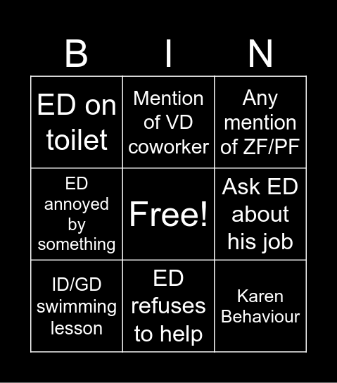 Family Dinner Bingo Card