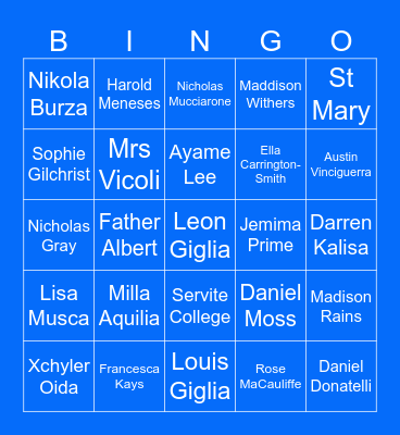 St Mary Bingo Card