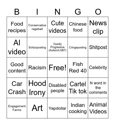 Insta Reels Bingo Card