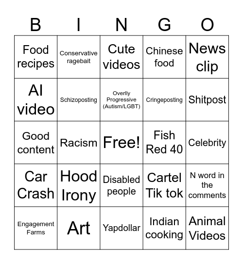 Insta Reels Bingo Card