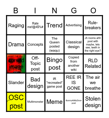 Interminable Rooms Wiki Bingo Card