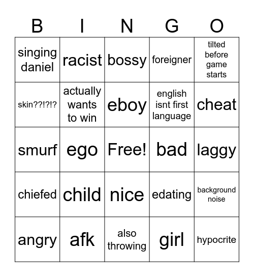 !!! Bingo Card